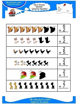 Çocuklar İçin toplam işlemi yaprak testleri 